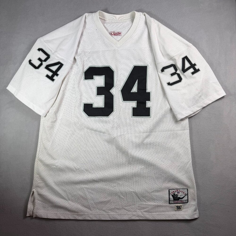 Mitchell & Ness Los Angeles Raiders Jersey Mens 2XL White Bo Jackson Football
